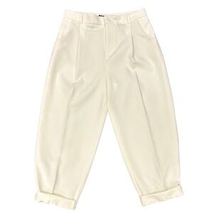 ZARA Cream Tapered Cuffed Trousers – Size Small
